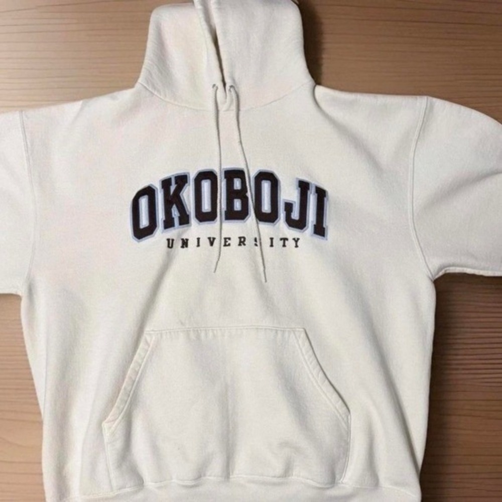 Champion White Okoboji University Sweatshirt Hoodie Size XL Pullover